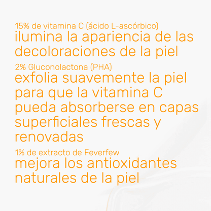 Vitamina C15% + PHA Serum - Suero con Vitamina C y Ácido Polihidroxi para Luminosidad y Renovación